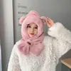 Gorro de Lana Tejido Cálido para Otoño e Invierno para Mujer, Gorro con Protección para los Oídos para Mamá Ciclista, Gorro Integrado con Bufanda, A Prueba de Frío
