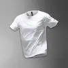 Camiseta Esportiva de Seda de Gelo Masculina Secagem Rápida Respirável Verão Fina Manga Curta 2025 Nova Roupa Top Branco