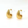 Aretes europeos y americanos exagerados de alta gama huecos a rayas de gota de agua de acero inoxidable personalidad espejo cruzado metal temperamento moda joyería para la oreja