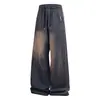 XK602 Talla Europea Nuevo Suave Transpirable Recto Holgado Cómodo Jeans Adelgazantes Caída Pierna Ancha