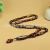 Collar de Cuentas Dzi Tibetanas Cadena para Clavícula Dzi de Nueve Ojos Colgante Ojo del Cielo Exquisitos Adornos Tibetanos Cadena para Suéter de Ágata Venta al por Mayor