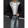 Moletom Pesado de Zíper Duplo Tamanho Grande para Homens, Outono e Inverno, Jaqueta Cardigan Estruturada Estilo Americano Cleanfit, Jaqueta Oversized
