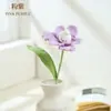 Buquê artificial de cabeça de coelho crochê à mão, ornamento floral tecido em fio, decoração de mesa para casa, presente criativo feito à mão