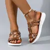 Pantuflas Planas de Hebilla Doble de Talla Grande para Mujer, Sandalias de Playa Casuales Ligeras Retro Europeas y Americanas Transfronterizas para Mujer