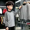 Camiseta de Manga Larga de Forro Polar con Estampado Divertido para Niños, Primavera y Otoño, para Niños Medianos y Grandes, Estilo Coreano, Elegante, Informal, Capa Base
