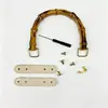 Bolsa tejida de ratán hecha a mano DIY con asa de bambú sintético, asa de mano, accesorio de bolsa, asa de bambú + piel