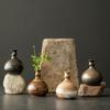 Jarrón de Cerámica Hecho a Mano Estilo Japonés Arreglo Floral Cerámica Estilo Zen Decoraciones para Estantería Mesa de Té Adornos Hidropónicos Artesanías para el Hogar