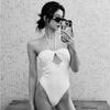 Traje de Banho Biquíni Peça Única 2025 Feminino Pure Desire com Decote Halter, High-End, Seios Pequenos, Push-Up, Cobre a Pele, Efeito Emagrecedor, Estilo Férias em Fontes Termais