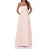 Vestido largo strapless de satén rosa claro LUCYINTH, sin tirantes, entallado en la cintura, falda amplia, vestido hasta el suelo para banquetes