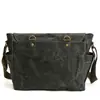Bolso Cruzado de Hombro para Hombre con Empalme de Lona Encerada al Aceite Retro Europeo y Americano, Nuevo Estilo, Ligero, para Negocios, Viajes