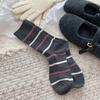 Meias Maillard femininas de primavera, outono e inverno, meias listradas de comprimento médio, meias de algodão felpudo com sapatos Birkenstock, meias marrons