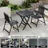 Mesa plegable, mesa y sillas de exterior, uso en patio y hogar, mesa cuadrada pequeña simple para poner puestos, mesa redonda portátil, mesa y sillas de comedor, juego de ocio