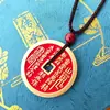 Colgante Auténtico de Latón y Cinabrio Hebilla de Paz Bagua Taoísta Adorno Colgante para Hombres y Mujeres Estilo Chino Moneda de Cobre