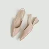 Sandalias Cerradas para Mujer de Verano 2026, Modelo Nuevo, Venta Directa de Fábrica, Tacón Bajo, Puntiagudas, Brillantes, Color Nude, Versátiles, Transfronterizas Europeas y Americanas