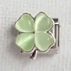 Pulseira Modular Italiana de Aço Inoxidável DIY Trevo de Quatro Folhas Rosa Verde Pulseira Elástica Charms Italianos