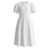 Roupa para pais e filhos menina saia branca roupas para meninas maiores saia com acabamento em renda para crianças médias e grandes vestido branco de algodão puro de verão