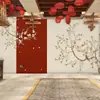 Nuevo fondo de pantalla de TV chino papel tapiz de dormitorio de hotel habitación papel tapiz estilo chino flor y pájaro mural sala de estar Película y Televisión Tela de pared