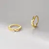 Nalan Plata de Ley S925 Estilo Japonés y Coreano Clips para Oreja Redondos Sencillos Pendientes Cortos Grabados Personalizados Joyería para Mujer E5240