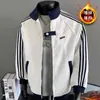 Moletom Jaqueta Esportivo Unissex Patchwork Listrado Estilo Americano Versátil Outono Tendência Estilo College Jaqueta de Beisebol Gola Alta para Casal