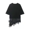 Artículo Popular Transfronterizo de Aliexpress 2026 Primavera Nuevo Vestido Camiseta Elegante y Sencillo de Encaje y Satén Patchwork