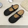 Pantuflas de Verano para Mujer 2026 con Suela Gruesa, Diseño Transpirable de Malla Baja, Estilo Mary Jane con Pedrería, Punta Cerrada Semi-Fácil de Poner, Pantuflas que Aumentan la Altura