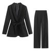 Vestido Nuevo Estilo Europeo y Americano Transfronterizo de Primavera y Otoño para Mujer con Cinturón Chaqueta de Traje Pequeña + Traje de Pantalón Casual Versátil