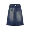Shorts holgados de talla grande estilo retro americano, jeans cropped, pantalones anchos de cintura alta para mujer, pantalones casuales, pantalones de longitud media, modernos