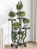 Estante de Flores de Hierro de Múltiples Niveles para Balcón de Casa, Estante de Flores Móvil de Piso para Sala de Estar para Colocar Macetas