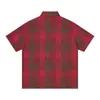 Camisa Xadrez Mosaico de Manga Curta Masculina Marca Trendy High Street Vibe Manga de Cinco Pontos Gola Lapela Solta Casual Versátil