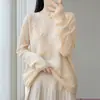 Nuevo suéter de punto para mujer, otoño e invierno, lana pura, cuello redondo, manga larga, bordado a mano, corte holgado, top suave y respetuoso con la piel