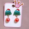 Nuevo Regalo de Navidad Lindo para Niños Resina Serie Navideña Brillante Colgante de Pendiente de Flor Pendientes de Estudiante
