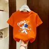 Estilo Nuevo de Verano Estampado de Dibujos Animados Manga Corta Estilo Coreano Algodón Puro para Bebé Niño Casual Cuello Redondo Manga Media Camisa para Niños Ropa Linda de Verano