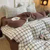 Juego Sencillo de Gasa con Fruncidos de Cuatro Piezas Juego de Tres Piezas Rayado para Dormitorio de Estudiantes Buena Calidad Funda de Edredón Individual Ropa de Cama Cómoda para Cama Doble