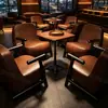 Sofá de bar retro americano, bar de puros, barra de luz, bar de whisky, silla de tigre, juego de mesa y silla para cafetería estilo western