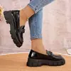 Zapatos de Mujer Negros, Zapatos Casuales Antideslizantes, Zapatos de Cuero de Primavera, Zapatos de Moda para Mujer que Aumentan la Altura, Mocasines de Plataforma de Suela Gruesa, Modernos