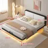 Cama flotante minimalista, cama grande de dormitorio moderno, uso en el hogar para espacios pequeños, cama sin cabecero para apartamentos de alquiler, cama individual o doble, estructura de cama moderna
