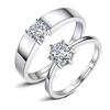 Anel de casal versão coreana de anel simples anel de diamante de simulação abertura anel de zircônia anel clássico anel de casamento de casal uma geração de cabelo