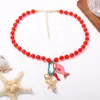 Vacaciones de Verano en la Playa Transfronterizas Juguetón Pez Estrella de Mar Concha Colgante Collar de Cuentas Nicho Personalidad Versátil Estilo Femenino