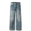 G6662 Estilo Retro Americano Moderno para Hombres y Mujeres de Gama Alta Hechos a Mano con Diseño Desgastado Jeans Holgados para Hombre