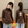 Camiseta de Manga Larga Otoño Invierno 2026 para Niñas, Camiseta Térmica de Forro Polar, Top Cálido Estilo Coreano con Volantes para Bebé, para Niños de Edad Media a Mayores