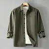 Retro estilo Hong Kong, luxo leve, camisa de alta qualidade para homens jovens e de meia-idade, cardigã artístico, casual de negócios, camisa de botões, peça de outer wear de manga comprida