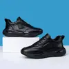 Zapatos deportivos casuales de cuero para hombre, nuevos y modernos, de suela blanda, zapatos para correr casuales negros, ligeros, de suela gruesa