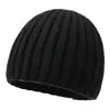 Gorro tejido negro de punto para hombre, nuevo para otoño e invierno, transfronterizo, versátil, cálido y adelgazante, gorro de punto acanalado de color sólido