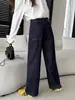 Jeans em formato de pera, estiloso, de bolso duplo, perna curva para mulheres, nova coleção outono 2026, perna reta, caimento solto, calça longa de perna larga