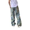 Pantalones vaqueros con letras personalizadas de estilo Hong Kong para hombre, de verano 2024, estilo hip-hop, modernos y de calle.