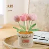 Hilo de Crochet Tulipán Transfronterizo Producto Terminado Planta en Maceta Flor Decoración del Hogar Ramo Regalo Hecho a Mano Flor Artificial Tejida