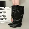 Botas ajustadas de estilo europeo y americano, botas nuevas para mujer con hebilla de cinturón, punta fina, caña alta, botas altas de tacón de bloque 2026, caña alta, tacón grueso