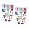Conjunto de pratos de papel descartáveis, copos de papel, guardanapos de papel, talheres e decoração de local com tema de festa de aniversário de bolinhas coloridas transfronteiriço