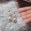 Aretes de Perla Micro Zircón Aguja de Plata s925 Redondos Grises Diana para Mujer Aretes Nicho de Lujo Ligero Aretes