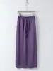 Falda Midi Casual de Acetato Verano 2025 Nueva Cintura Elástica Abertura Recta de Cintura Alta Adelgazante Falda Lápiz Casual